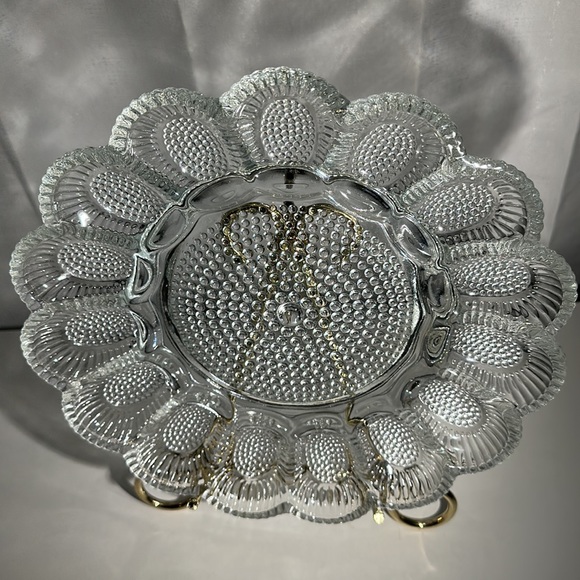 Vintage 1960s Indiana Clear Glass Hobnail Deviled Egg Dish - Picture 8 of 12